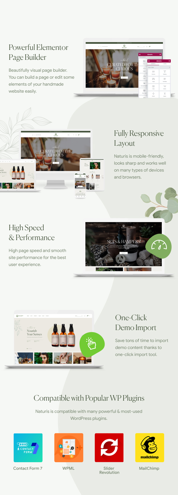 Naturis - Handmade WooCommerce WordPress Theme - Kernfunktionen