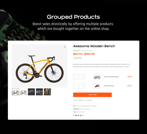 Bike Store WordPress Theme Gruppierte Produkte