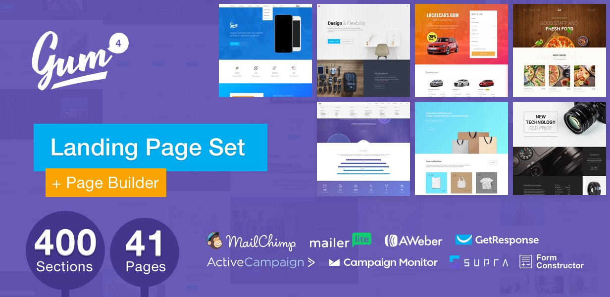 Gum - Landing Page Set mit Page Builder