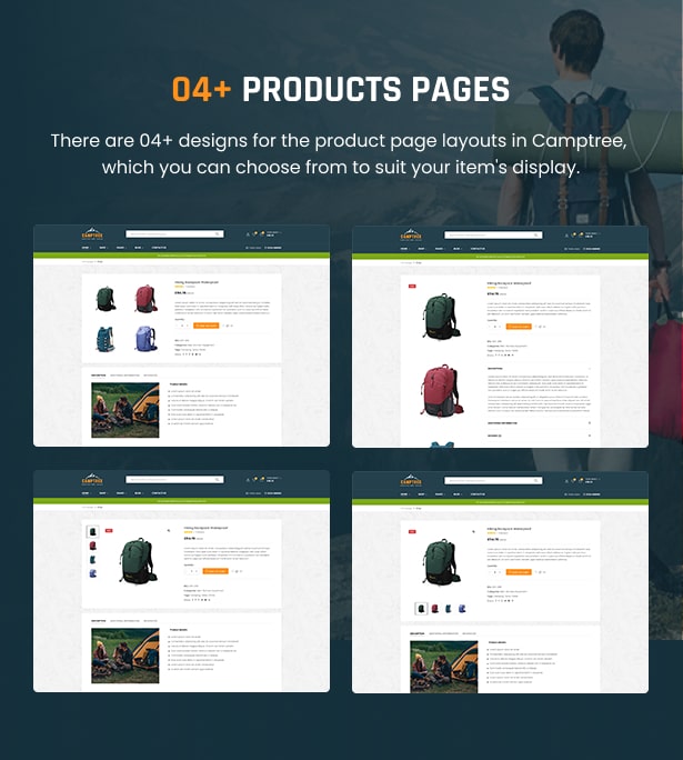 Outdoor WordPress Theme Produktseiten