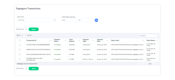PagSeguro-Integration mit ARForms - 4