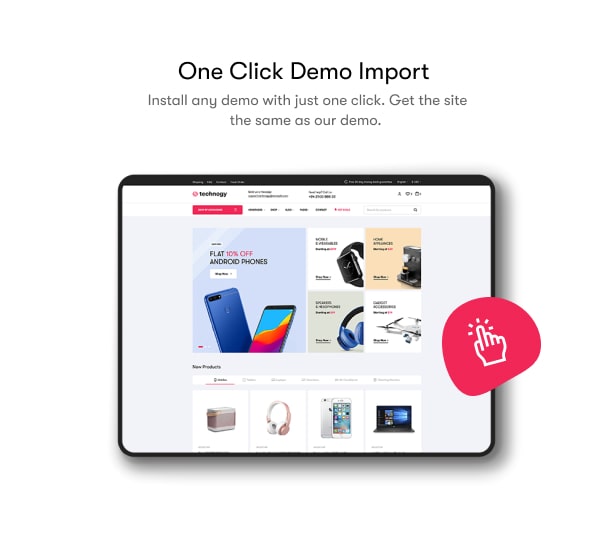 Technocy - WooCommerce-Thema für Elektronikgeschäfte - Importieren Sie schnell Demo-Inhalte und -Layouts