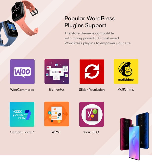 Technocy - WooCommerce-Design für Elektronikgeschäfte - Unterstützte WordPress-Plugins