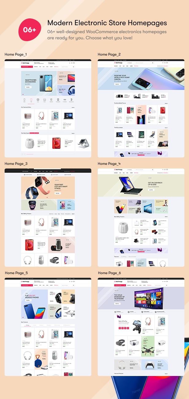 Technocy - Woocommerce-Theme für Multi-Demo-Elektronikgeschäfte - Vorgefertigte Demo-Websites für Elektronikgeschäfte