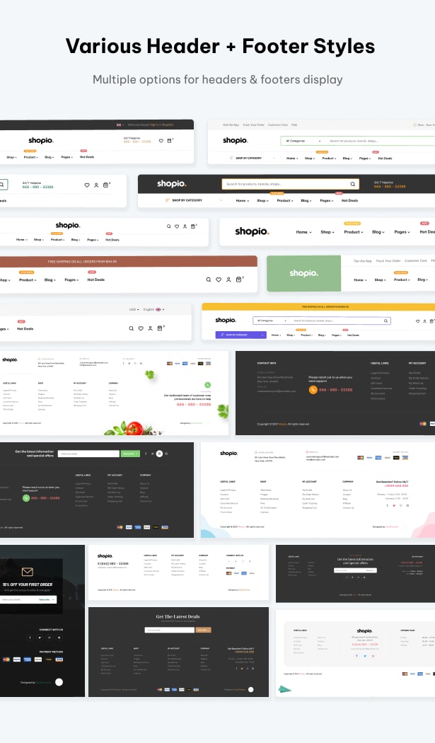 Shopio Multipurpose WordPress Theme Header Footer