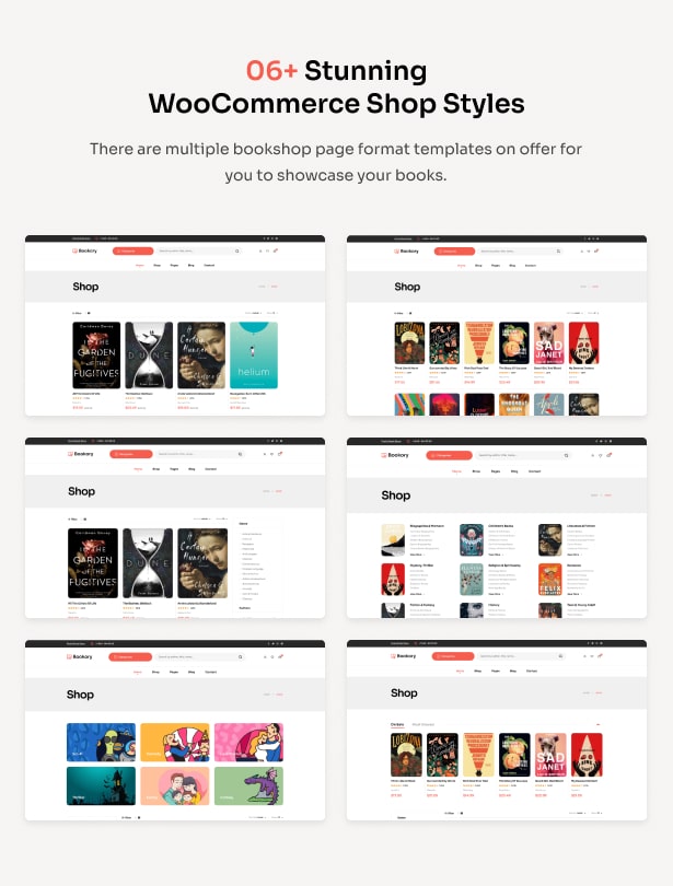 Bookory - Buchladen-WordPress-Theme - WooCommerce-Shop-Stile