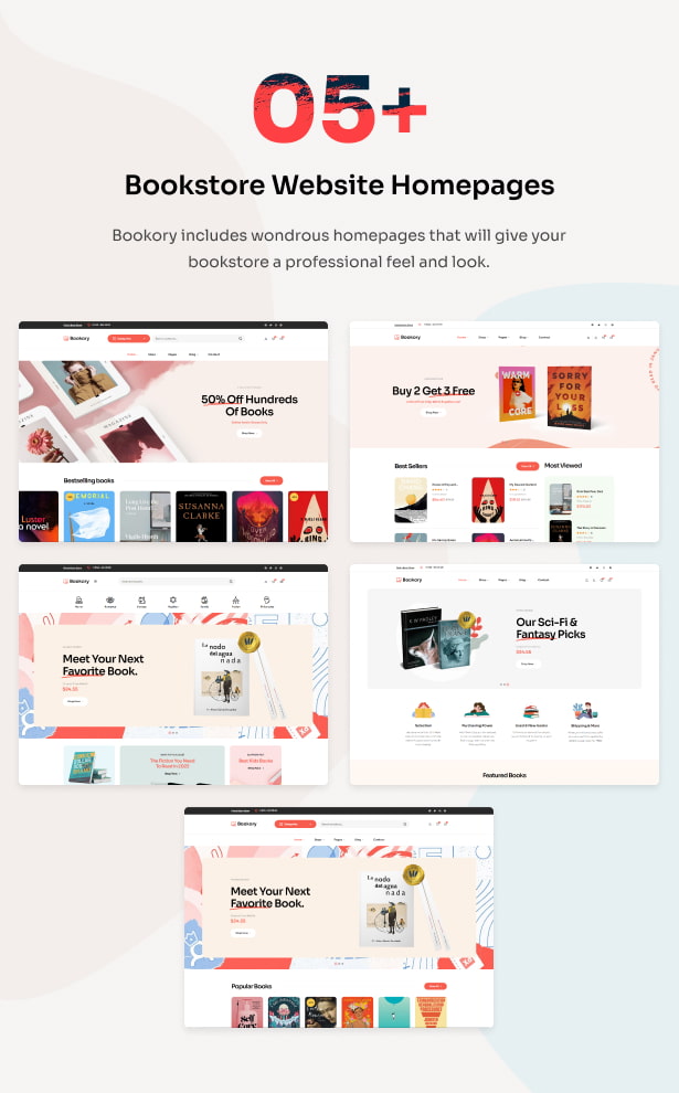 Bookory - Buchladen-WordPress-Theme - Buchladen-Website-Homepages