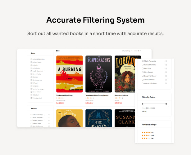 Bookory - Buchladen-WordPress-Thema - Filtersystem