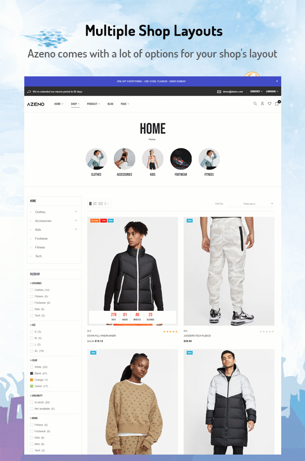Azeno - Sport Fashion E-Commerce Prestashop-Theme