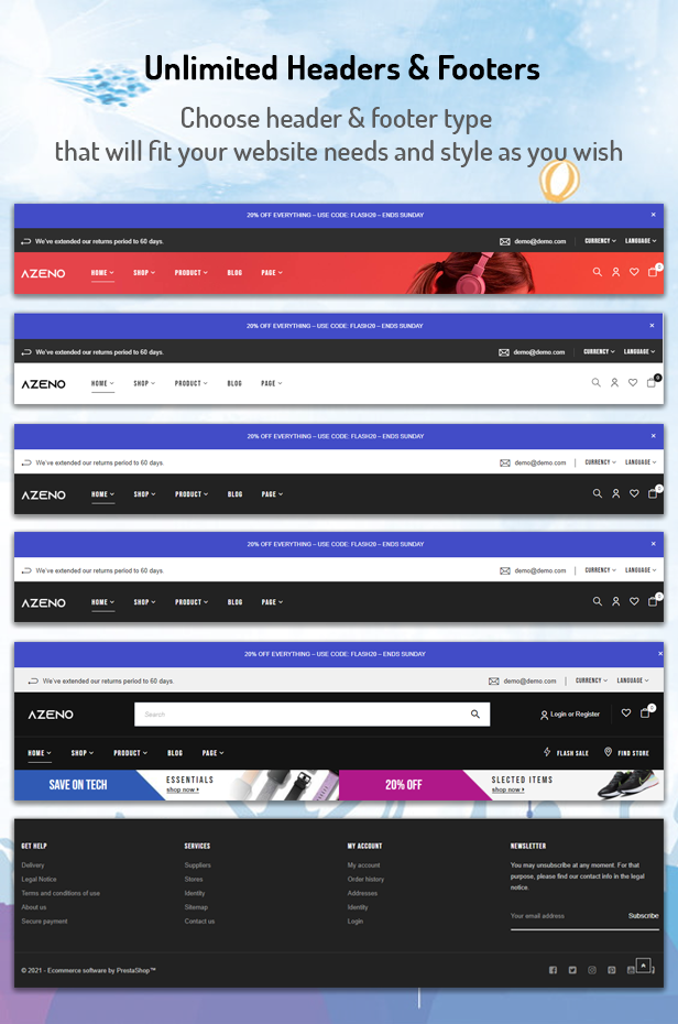 Azeno - Sport Fashion E-Commerce Prestashop-Theme