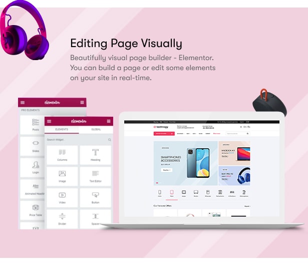Technocy - Elektronikgeschäft Elementor WooCommerce Theme - Elementor Page Builder