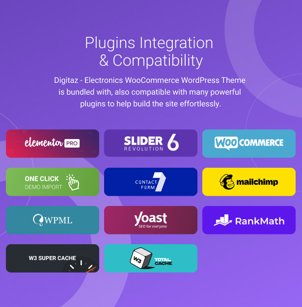 digitaz - Kompatibilität mit WordPress-Design-Plug-ins für Elektronikgeschäfte
