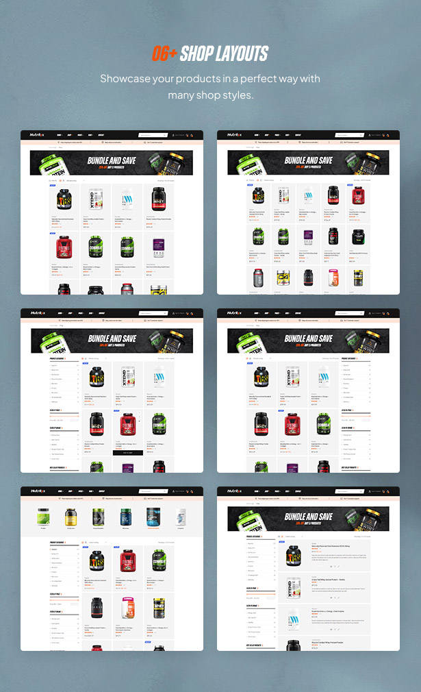 Nutritix - Nahrungsergänzungsmittel WooCommerce Theme Shopseiten