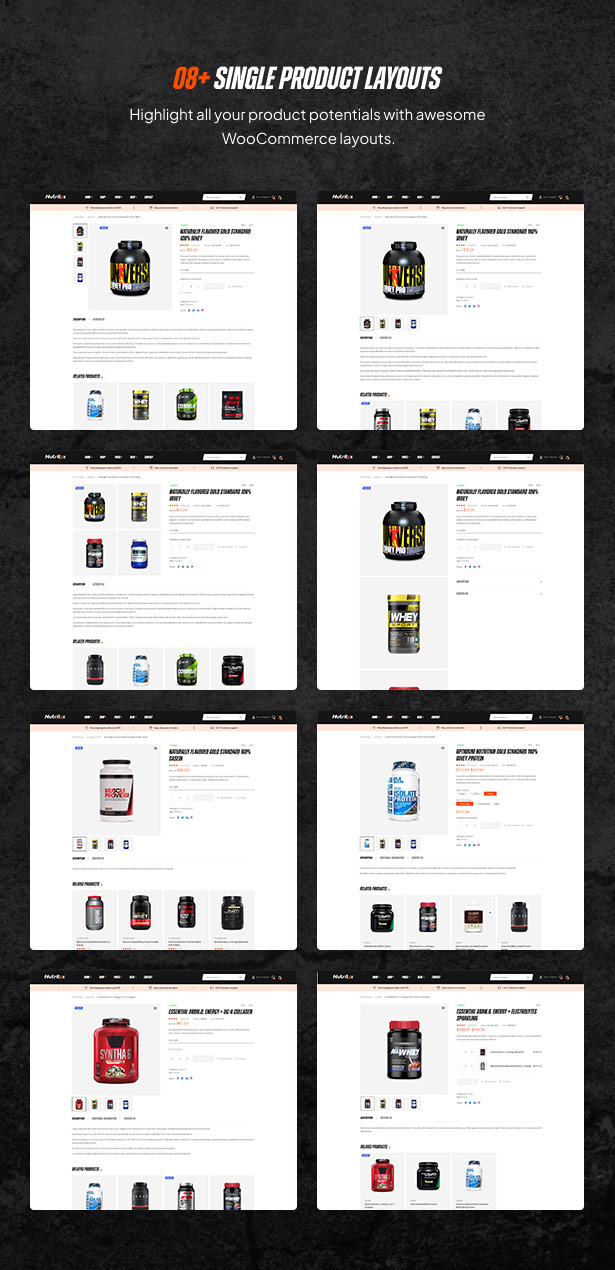 Nutritix - Nahrungsergänzungsmittel WooCommerce Theme Produktseiten
