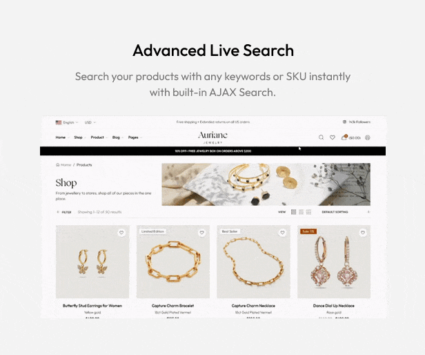 Auriane - WordPress-Thema für handgefertigtes Juweliergeschäft