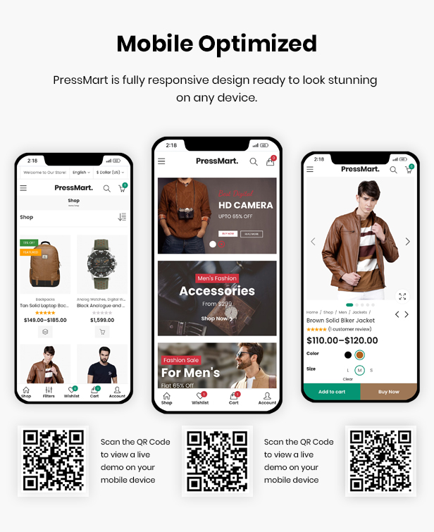 Responsives Layout von PressMart für Mobilgeräte