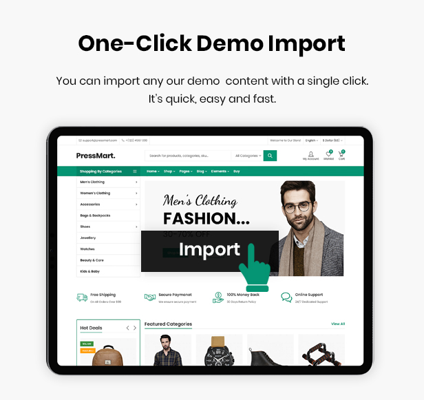PressMart Demodaten mit einem Klick importieren