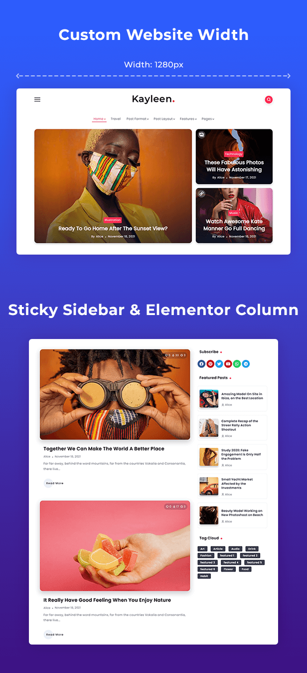 Kayleen |  WordPress-Theme für Blogs und Zeitschriften