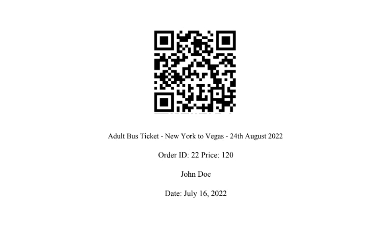 Erstelltes PDF-Ticket mit QR-Code