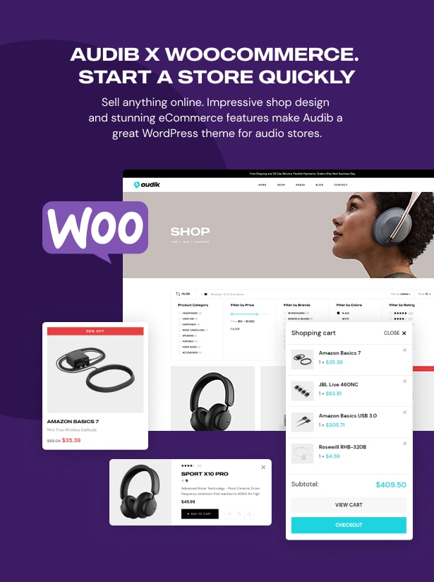 Audib - Audio Store eCommerce WordPress WooCommerce-Theme