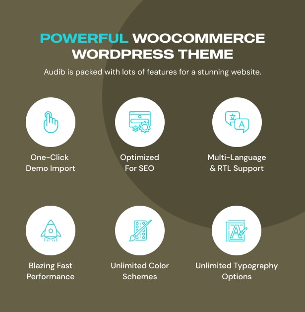 Audib - Kernfunktionen des WooCommerce-Themes für den Audio-Shop