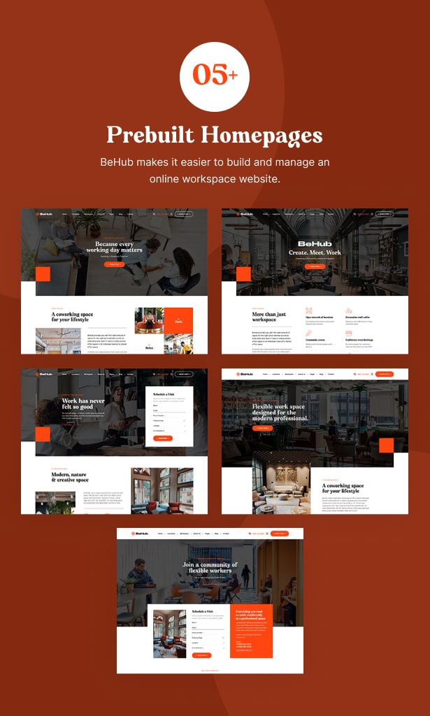 BeHub – Coworking Space Demos für WordPress-Design-Homepages