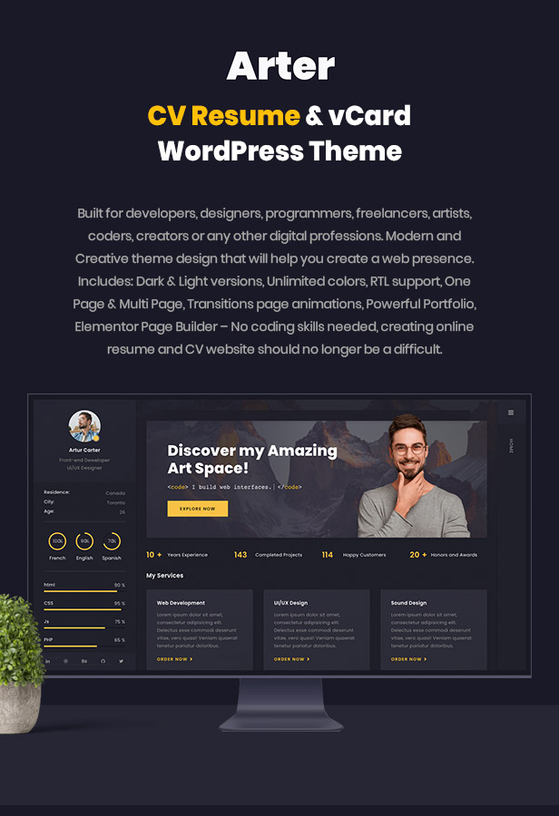 Lebenslauf & vCard WordPress Theme fortsetzen