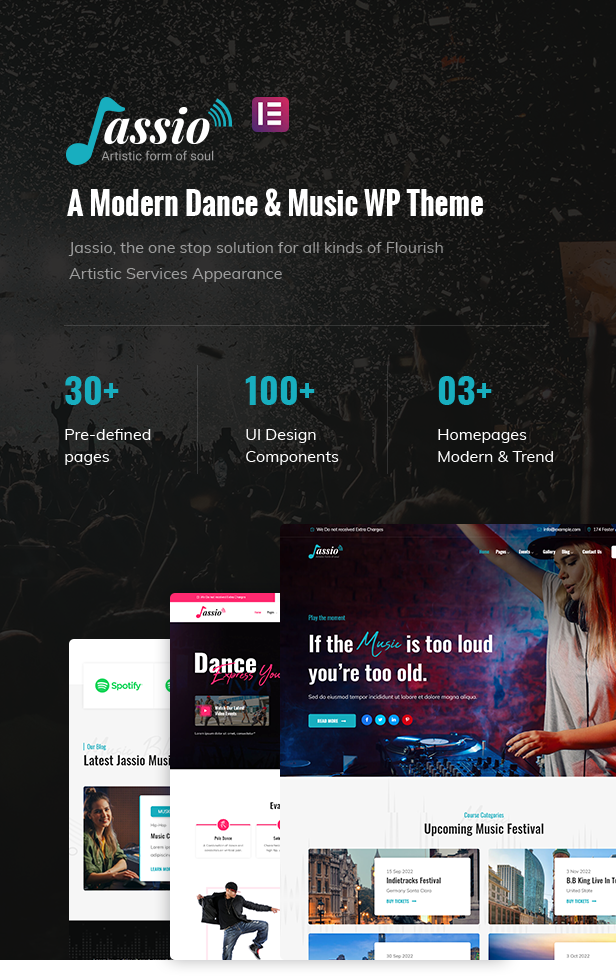 Jassio – Ein WordPress-Thema für modernen Tanz und Musik