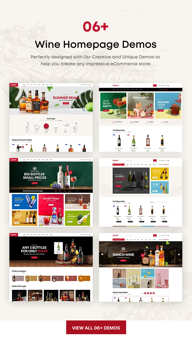 Liquor Drink Wine WordPress Theme Homepages