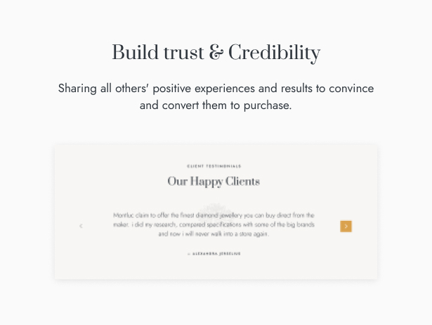 Aro Jewellery Store WordPress Theme Testimonials