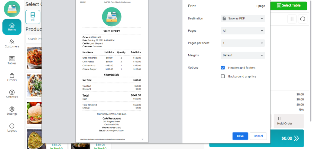 MultiPOS - Point of Sale for WCFM Marketplace POS Sales Receipt/Invoice