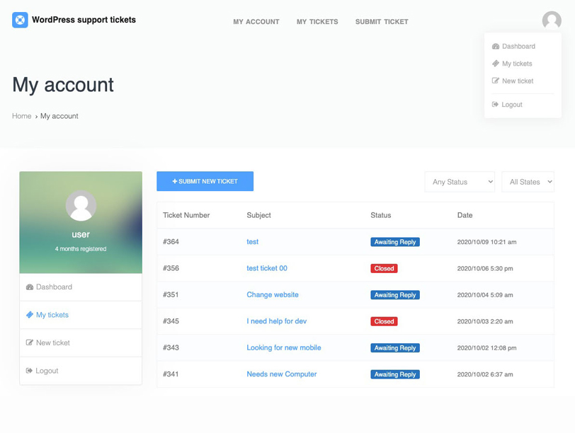 NikanTicket - Support-Tickets für WordPress und WooCommerce - 1