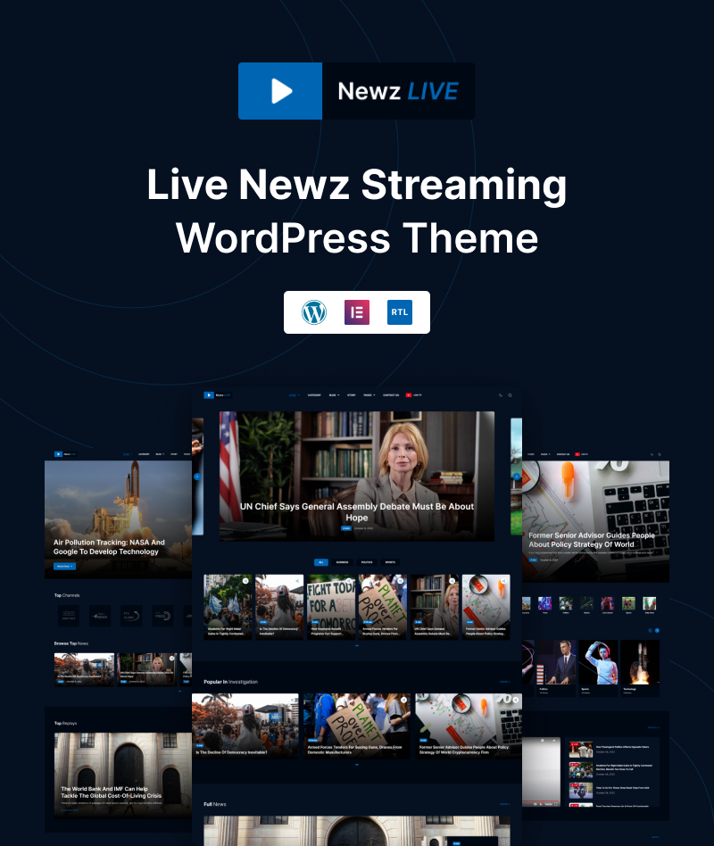 Newz LIVE - Nachrichten-Streaming-WordPress-Thema - 1
