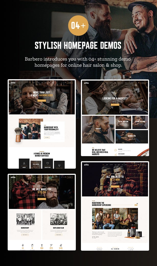 Barbero - Friseursalon & Barbershop WordPress Theme - Stilvolle Homepage-Demos