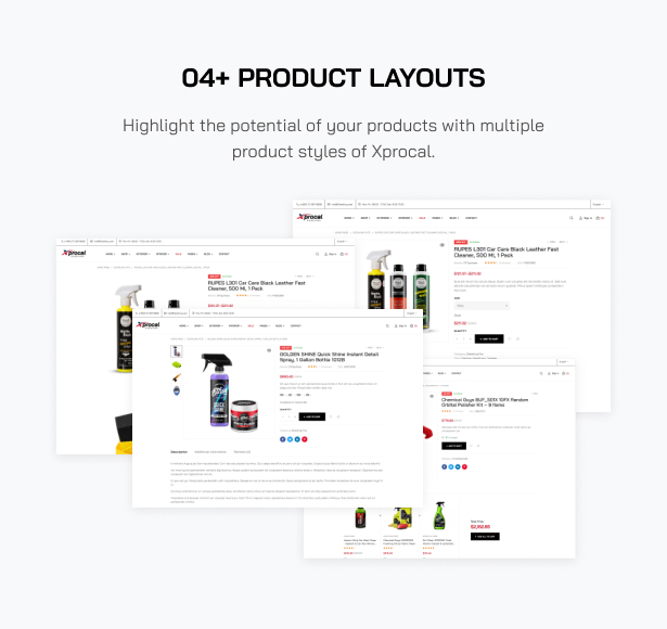 Xprocal - Car Care WooCommerce Theme - Produktlayouts