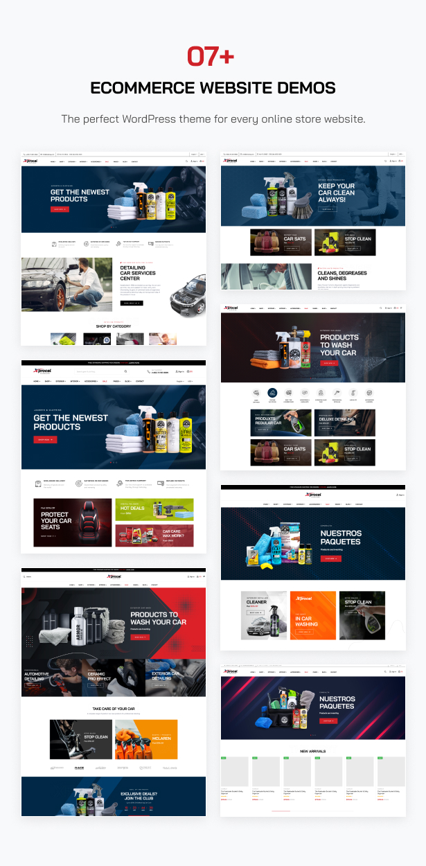 Xprocal - Car Care WooCommerce Theme - Homepage-Demos für die Website