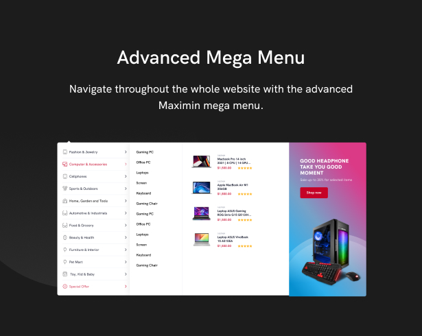 Maximin - Modernes Mehrzweck-WooCommerce-Theme