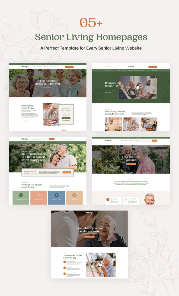 Onilife - Senior Living WordPress Theme Homepage-Demos
