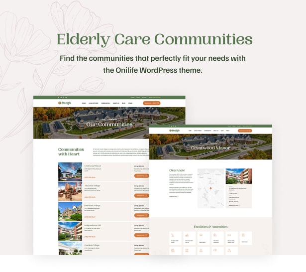 Onilife - Senior Living WordPress Theme - Altenpflegegemeinschaften