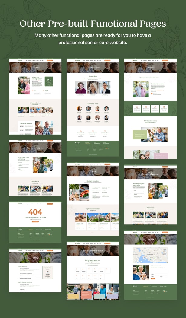 Onilife - Senior Living WordPress Theme - Funktionale Seiten