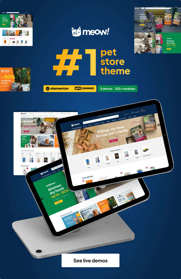 Miau!  - Tierpflege & Tierhandlung Elementor WordPress WooCommerce Theme - 1