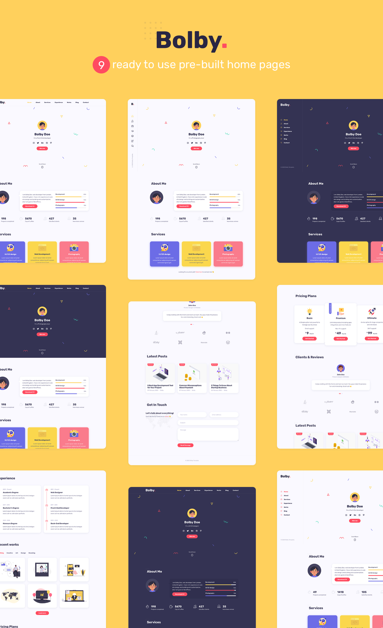 Bolby - Portfolio/Lebenslauf/Lebenslauf WordPress Theme - 1