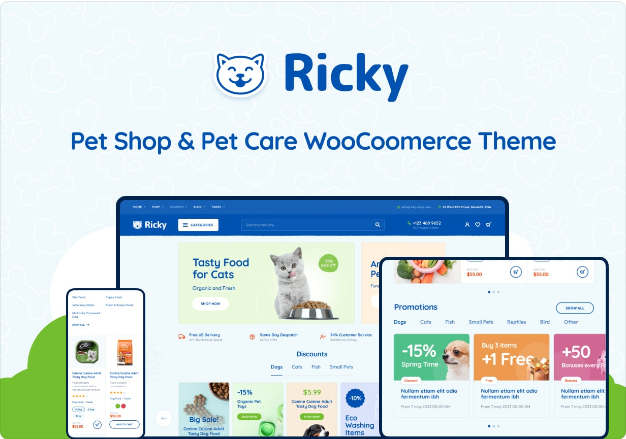 Ricky - WooCommerce-Thema für Tierhandlung und Tierpflege