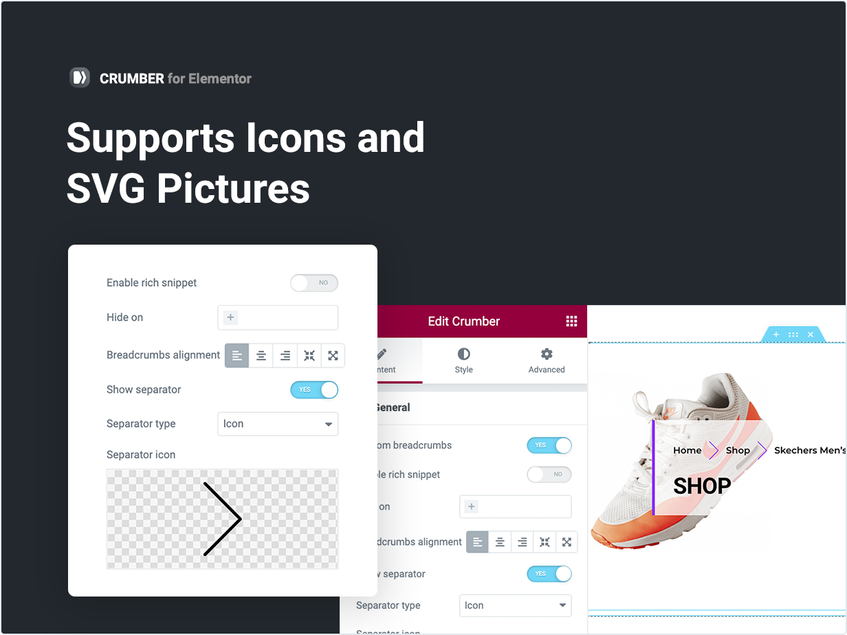 Unterstützt Symbole und SVG-Bilder
