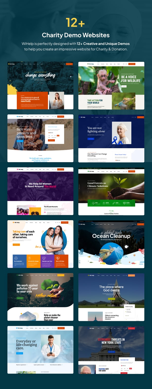 WiHelp - Homepage-Demos für das WordPress-Thema für gemeinnützige Organisationen