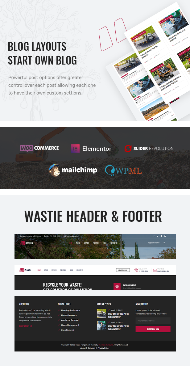 Wastii - WordPress-Theme für Abfallwirtschaft und Recycling
