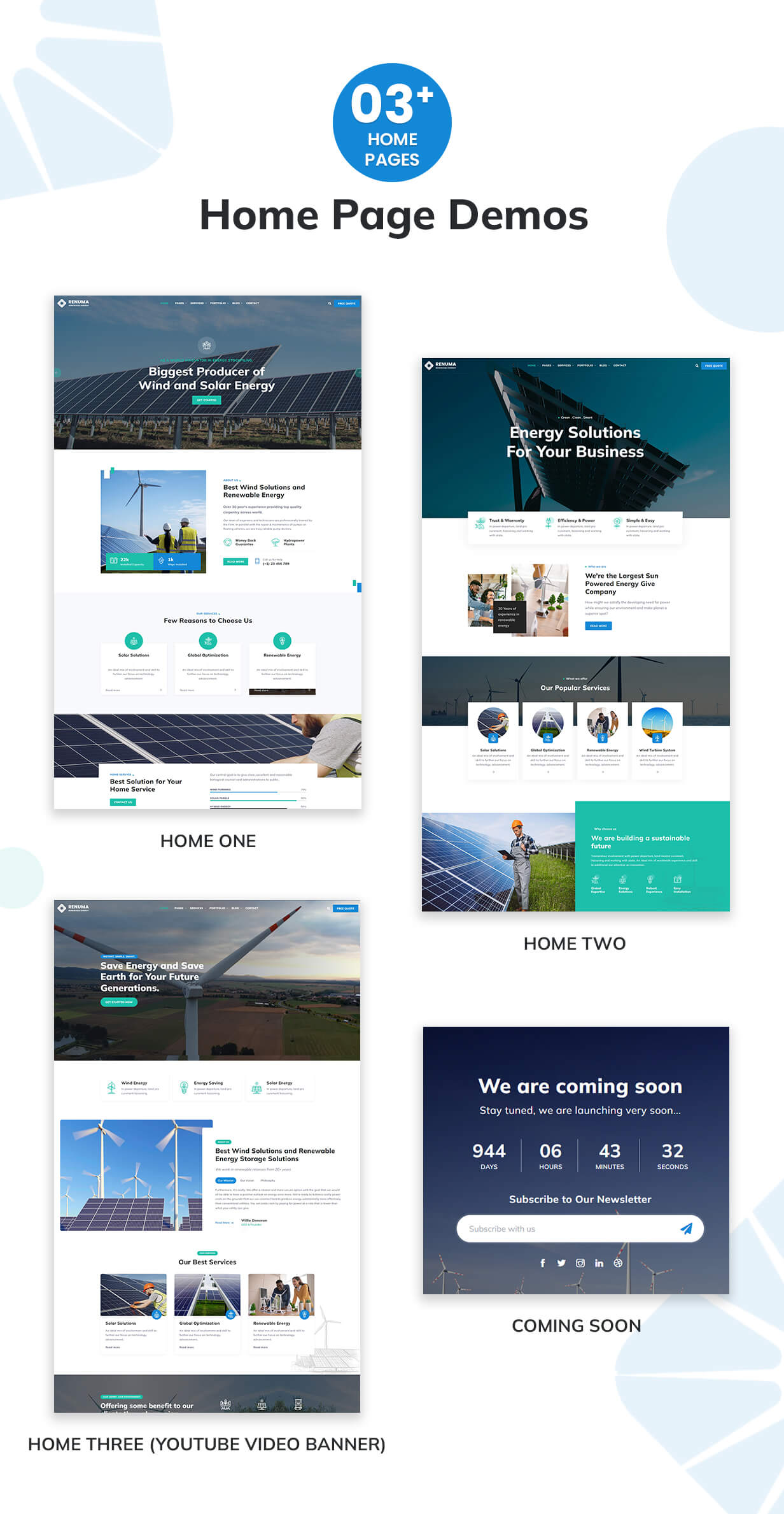 Renuma - WordPress-Theme für Wind- und Solarenergie