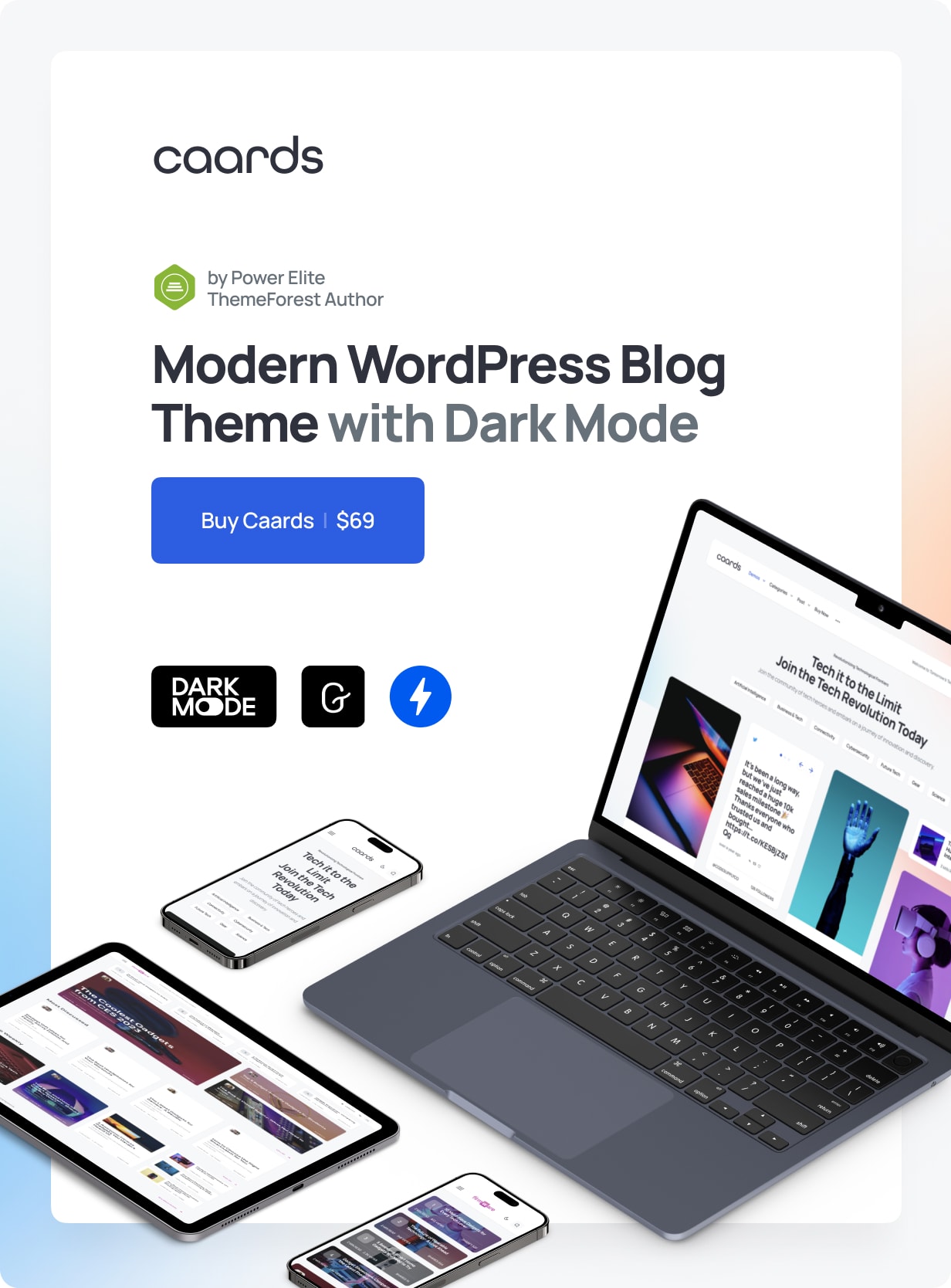 Caards – Modernes Blog- und Magazin-WordPress-Theme mit dunklem Modus – 1