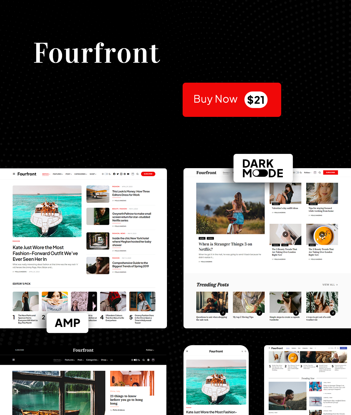 Fourfront - Modern News & Magazine WordPress Theme with Dark Mode - 1