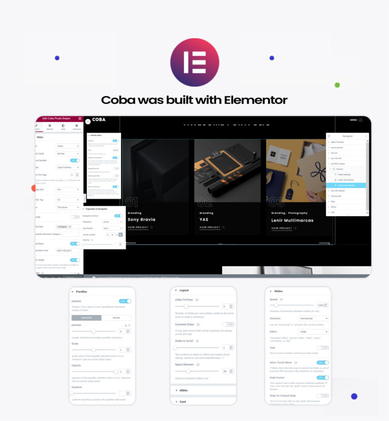 Coba – Ajax Portfolio WordPress-Layout